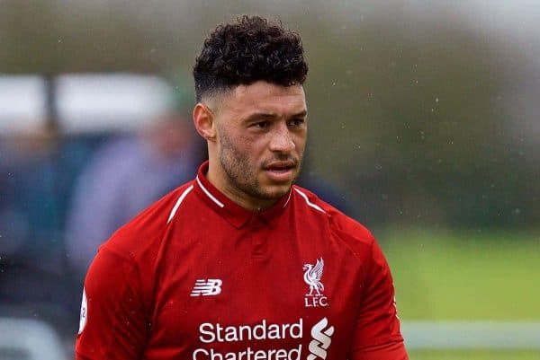 DERBY, ENGLAND - Friday, March 8, 2019: Liverpool's Alex Oxlade-Chamberlain walks off after being substituted during the FA Premier League 2 Division 1 match between Derby County FC Under-23's and Liverpool FC Under-23's at the Derby County FC Training Centre. (Pic by David Rawcliffe/Propaganda)