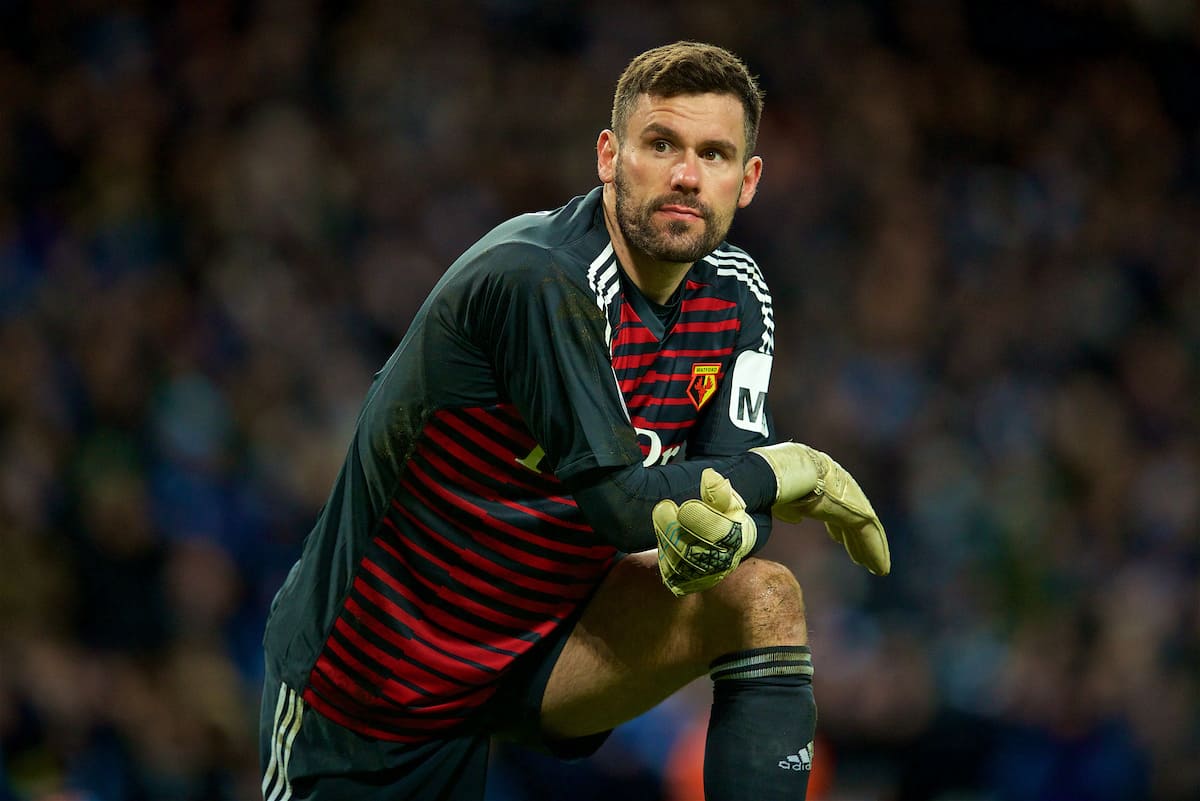 MANCHESTER, ENGLAND - Saturday, March 9, 2019: Watford's goalkeeper Ben Foster looks dejected as Manchester City score the third goal during the FA Premier League match between Manchester City FC and Watford FC at City of Manchester Stadium. (Pic by David Rawcliffe/Propaganda)