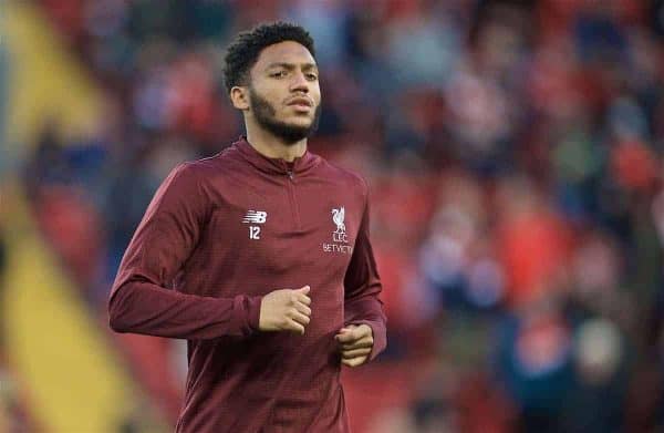 LIVERPOOL, ENGLAND - Tuesday, April 9, 2019: Liverpool's Joe Gomez during the UEFA Champions League Quarter-Final 1st Leg match between Liverpool FC and FC Porto at Anfield. (Pic by David Rawcliffe/Propaganda)