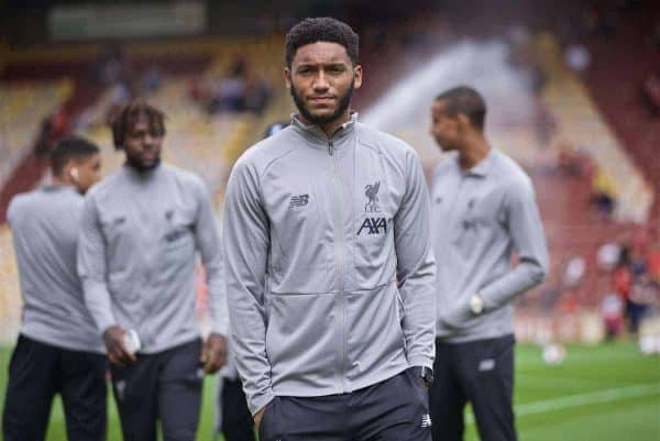 BRADFORD, ENGLAND - Saturday, July 13, 2019: Liverpool's Joe Gomez before a pre-season friendly match between Bradford City AFC and Liverpool FC at Valley Parade. (Pic by David Rawcliffe/Propaganda)