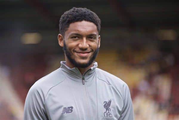 BRADFORD, ENGLAND - Saturday, July 13, 2019: Liverpool's Joe Gomez before a pre-season friendly match between Bradford City AFC and Liverpool FC at Valley Parade. (Pic by David Rawcliffe/Propaganda)