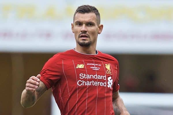 BRADFORD, ENGLAND - Saturday, July 13, 2019: Liverpool's Dejan Lovren during a pre-season friendly match between Bradford City AFC and Liverpool FC at Valley Parade. (Pic by David Rawcliffe/Propaganda)