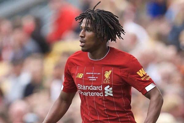 BRADFORD, ENGLAND - Saturday, July 13, 2019: Liverpool's Yasser Larouci during a pre-season friendly match between Bradford City AFC and Liverpool FC at Valley Parade. (Pic by David Rawcliffe/Propaganda)