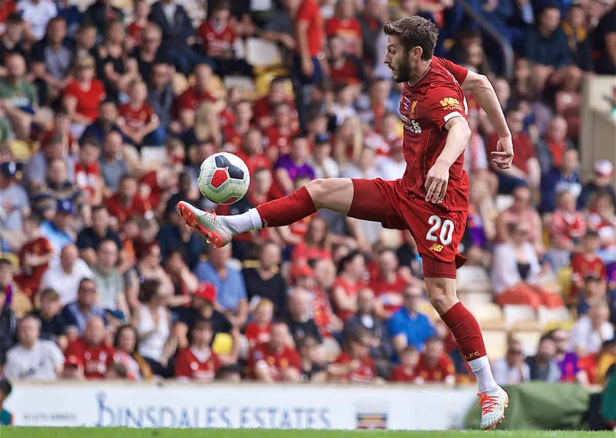 BRADFORD, ENGLAND - Saturday, July 13, 2019: Liverpool's Adam Lallana during a pre-season friendly match between Bradford City AFC and Liverpool FC at Valley Parade. (Pic by David Rawcliffe/Propaganda)