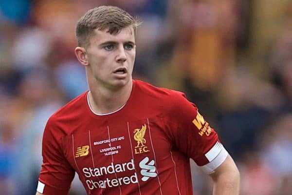 BRADFORD, ENGLAND - Saturday, July 13, 2019: Liverpool's Ben Woodburn during a pre-season friendly match between Bradford City AFC and Liverpool FC at Valley Parade. (Pic by David Rawcliffe/Propaganda)