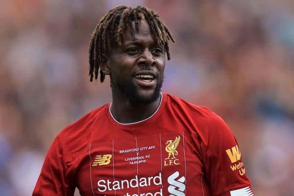 BRADFORD, ENGLAND - Saturday, July 13, 2019: Liverpool's Divock Origi during a pre-season friendly match between Bradford City AFC and Liverpool FC at Valley Parade. (Pic by David Rawcliffe/Propaganda)