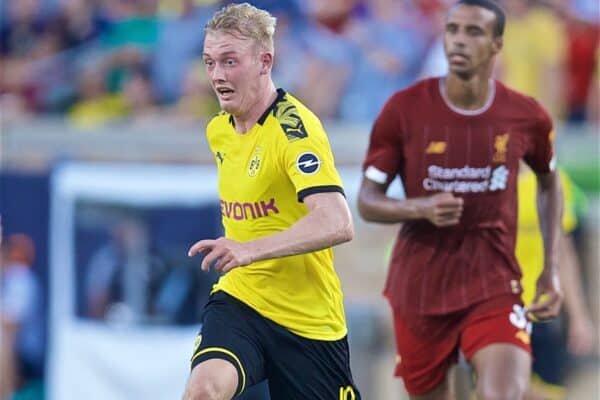 SOUTH BEND, INDIANA, USA - Friday, July 19, 2019: Borussia Dortmund's Julian Brandt during a friendly match between Liverpool FC and Borussia Dortmund at the Notre Dame Stadium on day four of the club's pre-season tour of America. (Pic by David Rawcliffe/Propaganda)