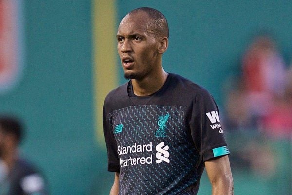 BOSTON, MASSACHUSETTS, USA - Sunday, July 21, 2019: Liverpool's Fabio Henrique Tavares 'Fabinho' during a friendly between Liverpool FC and Sevilla FC at Fenway Park on day six of the club's pre-season tour of America. (Pic by David Rawcliffe/Propaganda)