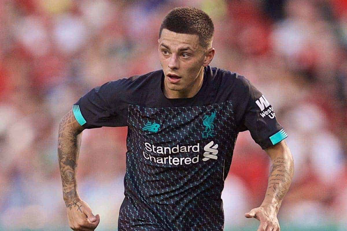 BOSTON, MASSACHUSETTS, USA - Sunday, July 21, 2019: Liverpool's Adam Lewis during a friendly between Liverpool FC and Sevilla FC at Fenway Park on day six of the club's pre-season tour of America. (Pic by David Rawcliffe/Propaganda)