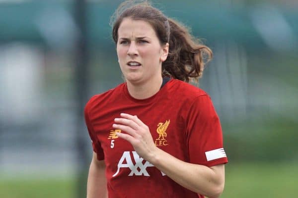 BOSTON, MASSACHUSETTS, USA - Monday, July 22, 2019: Liverpool's Niamh Fahey during the pre-match warm-up before a friendly match between Liverpool FC Women and Metropolitan Conference All Stars at Jordan Field at the Harvard Stadium on day seven of the club's pre-season tour of America. (Pic by David Rawcliffe/Propaganda)