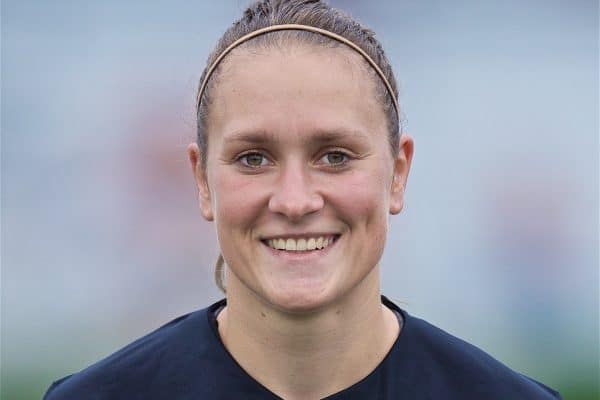 BOSTON, MASSACHUSETTS, USA - Monday, July 22, 2019: Liverpool's goalkeeper Anke Preuss before a friendly match between Liverpool FC Women and Metropolitan Conference All Stars at Jordan Field at the Harvard Stadium on day seven of the club's pre-season tour of America. (Pic by David Rawcliffe/Propaganda)