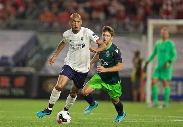 NEW YORK, NEW YORK, USA - Wednesday, July 24, 2019: Liverpool's Fabio Henrique Tavares 'Fabinho' during a friendly match between Liverpool FC and Sporting Clube de Portugal at the Yankee Stadium on day nine of the club's pre-season tour of America. (Pic by David Rawcliffe/Propaganda)