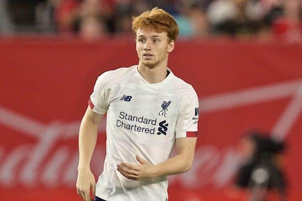 NEW YORK, NEW YORK, USA - Wednesday, July 24, 2019: Liverpool's Sepp van den Berg during a friendly match between Liverpool FC and Sporting Clube de Portugal at the Yankee Stadium on day nine of the club's pre-season tour of America. (Pic by David Rawcliffe/Propaganda)