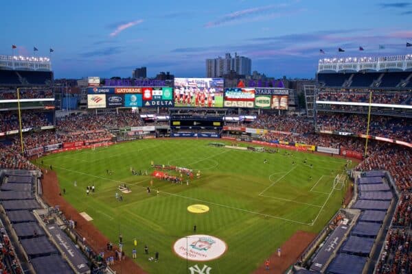 NEW YORK, NEW YORK, USA - Wednesday, July 24, 2019: A general view of Yankee Stadium with a soccer pitch before a friendly match between Liverpool FC and Sporting Clube de Portugal on day nine of the club's pre-season tour of America. (Pic by David Rawcliffe/Propaganda)