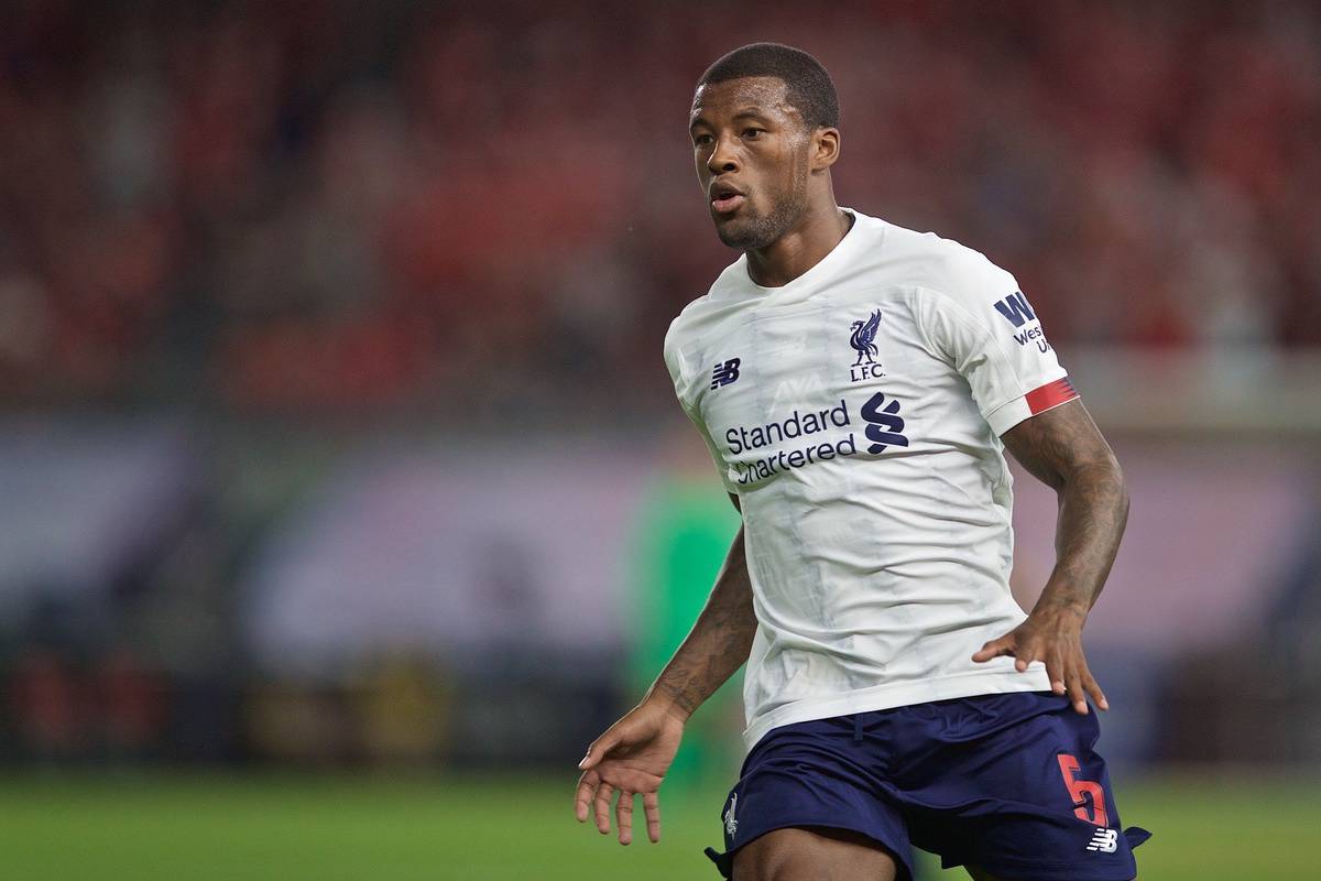 NEW YORK, NEW YORK, USA - Wednesday, July 24, 2019: Liverpool's Georginio Wijnaldum during a friendly match between Liverpool FC and Sporting Clube de Portugal at the Yankee Stadium on day nine of the club's pre-season tour of America. (Pic by David Rawcliffe/Propaganda)