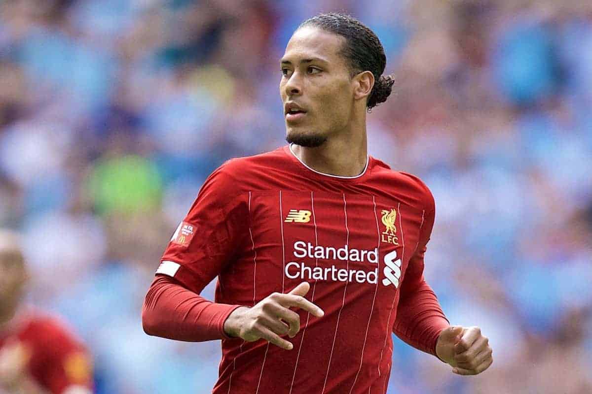 LONDON, ENGLAND - Sunday, August 4, 2019: Liverpool's Virgil van Dijk during the FA Community Shield match between Manchester City FC and Liverpool FC at Wembley Stadium. (Pic by David Rawcliffe/Propaganda)