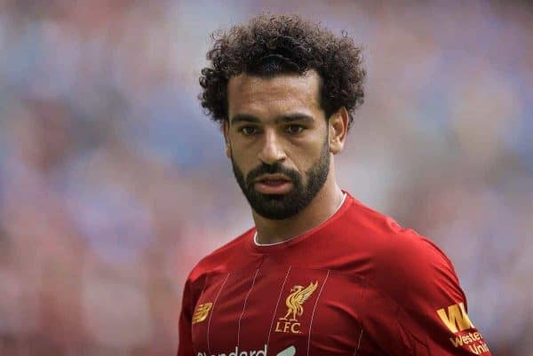 LONDON, ENGLAND - Sunday, August 4, 2019: Liverpool's Mohamed Salah during the FA Community Shield match between Manchester City FC and Liverpool FC at Wembley Stadium. (Pic by David Rawcliffe/Propaganda)