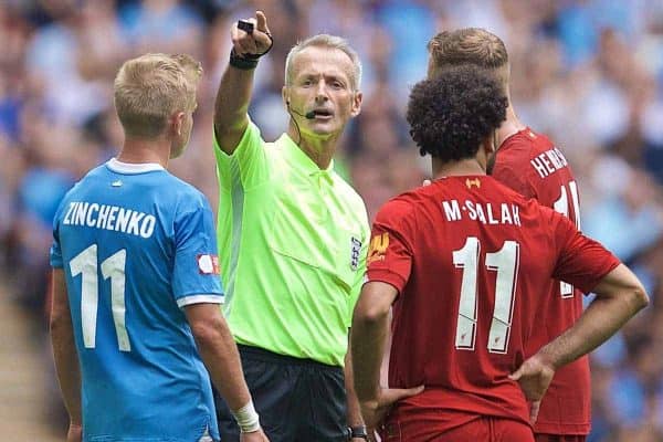 LONDON, ENGLAND - Sunday, August 4, 2019: Referee Martin Atkinson during the FA Community Shield match between Manchester City FC and Liverpool FC at Wembley Stadium. (Pic by David Rawcliffe/Propaganda)