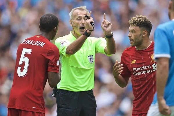 LONDON, ENGLAND - Sunday, August 4, 2019: Referee Martin Atkinson during the FA Community Shield match between Manchester City FC and Liverpool FC at Wembley Stadium. (Pic by David Rawcliffe/Propaganda)