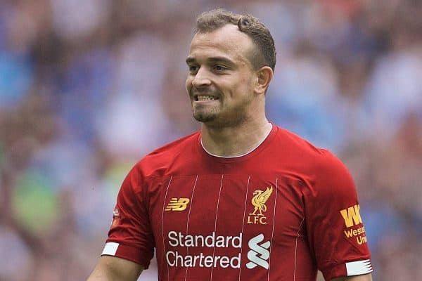 LONDON, ENGLAND - Sunday, August 4, 2019: Liverpool's Xherdan Shaqiri during the FA Community Shield match between Manchester City FC and Liverpool FC at Wembley Stadium. (Pic by David Rawcliffe/Propaganda)