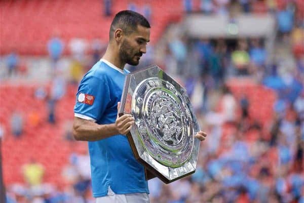 LONDON, ENGLAND - Sunday, August 4, 2019: Manchester City's Ilkay Gundogan with the trophy after the penalty shoot out to decide the FA Community Shield match between Manchester City FC and Liverpool FC at Wembley Stadium. Manchester City won 5-4 on penalties after a 1-1 draw. (Pic by David Rawcliffe/Propaganda)