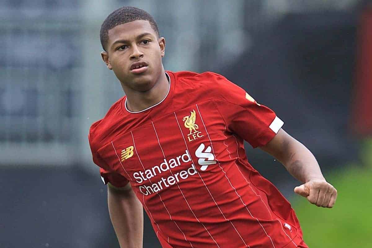 KIRKBY, ENGLAND - Saturday, August 10, 2019: Liverpool's Rhian Brewster during the Under-23 FA Premier League 2 Division 1 match between Liverpool FC and Tottenham Hotspur FC at the Academy. (Pic by David Rawcliffe/Propaganda)