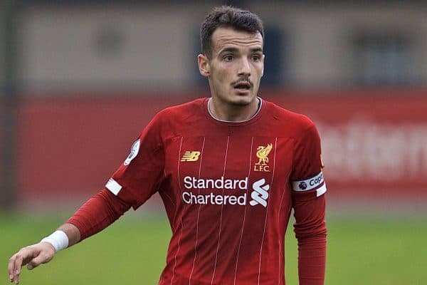 KIRKBY, ENGLAND - Saturday, August 10, 2019: Liverpool's captain Pedro Chirivella during the Under-23 FA Premier League 2 Division 1 match between Liverpool FC and Tottenham Hotspur FC at the Academy. (Pic by David Rawcliffe/Propaganda)