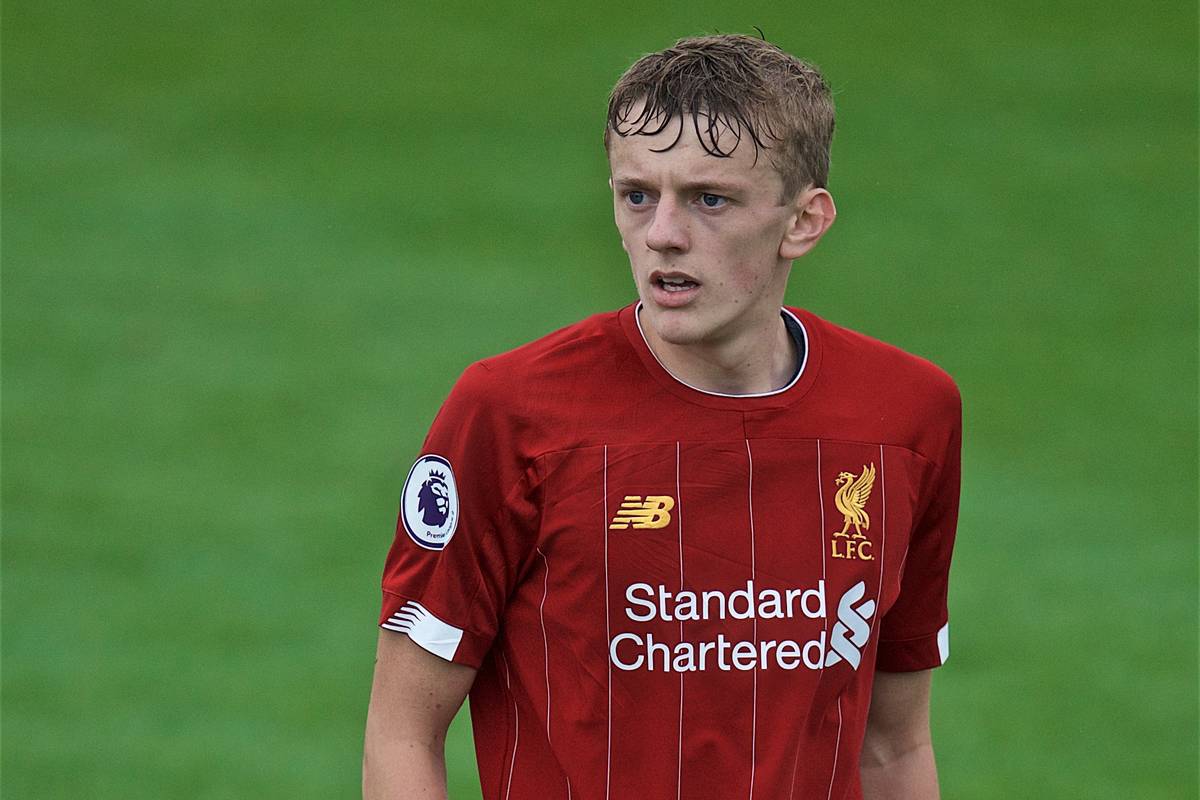 KIRKBY, ENGLAND - Saturday, August 10, 2019: Liverpool's Tom Clayton during the Under-23 FA Premier League 2 Division 1 match between Liverpool FC and Tottenham Hotspur FC at the Academy. (Pic by David Rawcliffe/Propaganda)