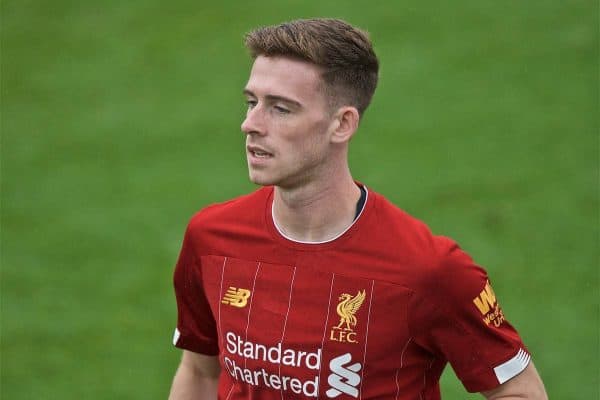 KIRKBY, ENGLAND - Saturday, August 10, 2019: Liverpool's substitute Tony Gallacher during the Under-23 FA Premier League 2 Division 1 match between Liverpool FC and Tottenham Hotspur FC at the Academy. (Pic by David Rawcliffe/Propaganda)