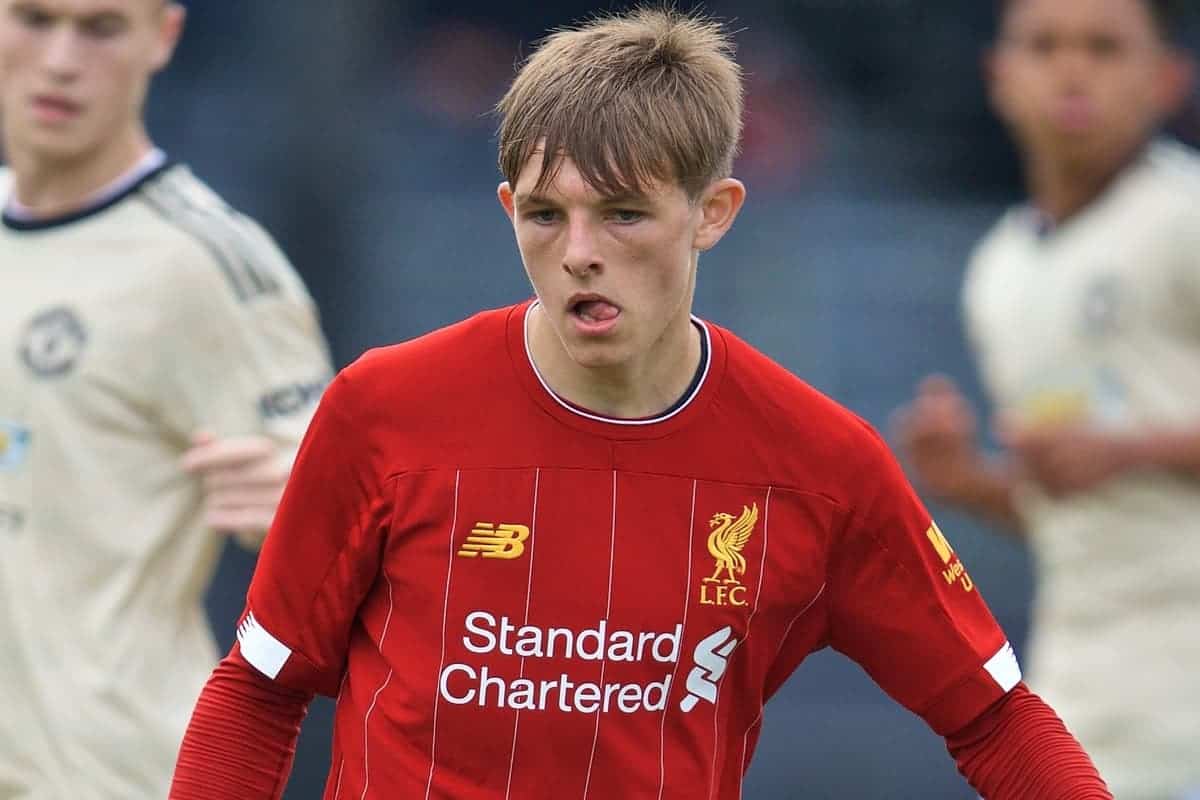 KIRKBY, ENGLAND - Saturday, August 31, 2019: Liverpool's Leighton Clarkson during the Under-18 FA Premier League match between Liverpool FC and Manchester United at the Liverpool Academy. (Pic by David Rawcliffe/Propaganda)