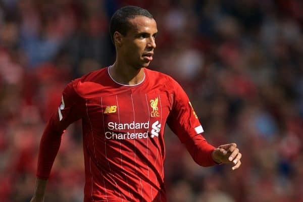 LIVERPOOL, ENGLAND - Saturday, September 14, 2019: Liverpool's Joel Matip during the FA Premier League match between Liverpool FC and Newcastle United FC at Anfield. (Pic by David Rawcliffe/Propaganda)