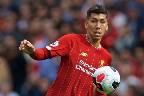 LIVERPOOL, ENGLAND - Saturday, September 14, 2019: Liverpool's Roberto Firmino during the FA Premier League match between Liverpool FC and Newcastle United FC at Anfield. (Pic by David Rawcliffe/Propaganda)