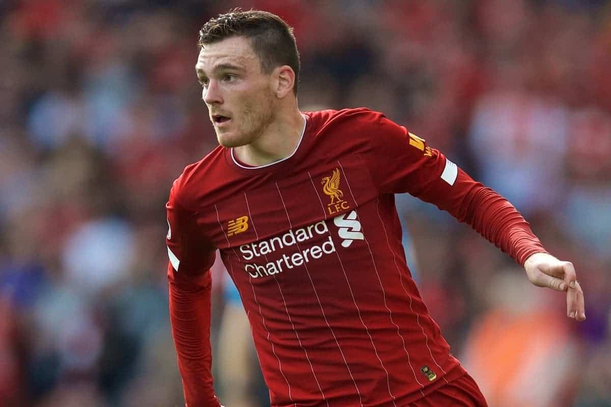 LIVERPOOL, ENGLAND - Saturday, September 14, 2019: Liverpool's Andy Robertson during the FA Premier League match between Liverpool FC and Newcastle United FC at Anfield. (Pic by David Rawcliffe/Propaganda)