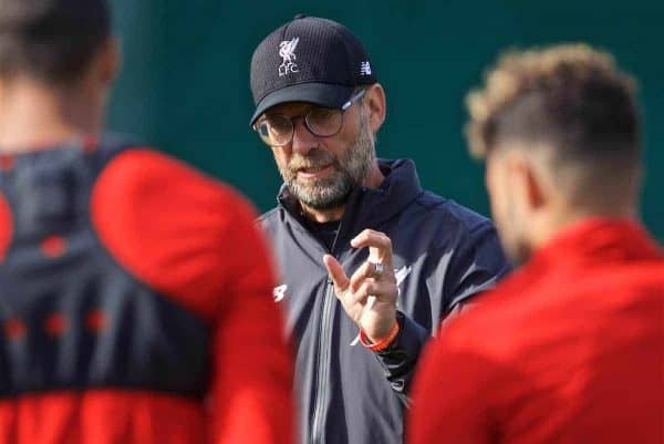 LIVERPOOL, ENGLAND - Monday, September 16, 2019: Liverpool's manager Jürgen Klopp during a training session at Melwood Training Ground ahead of the UEFA Champions League Group E match between SSC Napoli and Liverpool FC. (Pic by Laura Malkin/Propaganda)