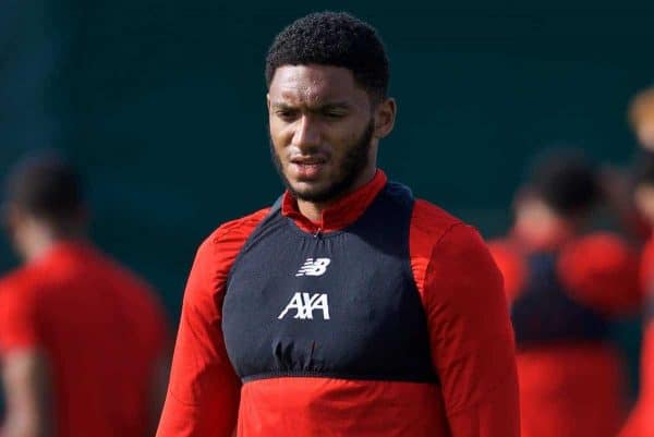 LIVERPOOL, ENGLAND - Monday, September 16, 2019: Liverpool's Joe Gomez during a training session at Melwood Training Ground ahead of the UEFA Champions League Group E match between SSC Napoli and Liverpool FC. (Pic by Laura Malkin/Propaganda)