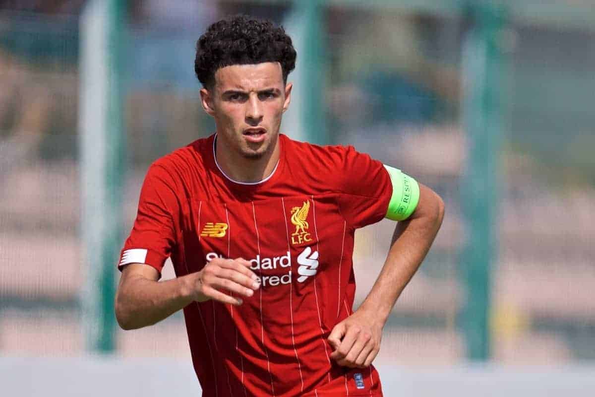 NAPLES, ITALY - Tuesday, September 17, 2019: Liverpool's captain Curtis Jones during the UEFA Youth League Group E match between SSC Napoli and Liverpool FC at Stadio Comunale di Frattamaggiore. (Pic by David Rawcliffe/Propaganda)