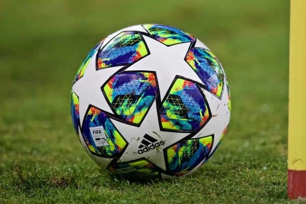 NAPLES, ITALY - Tuesday, September 17, 2019: The official Adidas match ball during the UEFA Champions League Group E match between SSC Napoli and Liverpool FC at the Studio San Paolo. (Pic by David Rawcliffe/Propaganda)