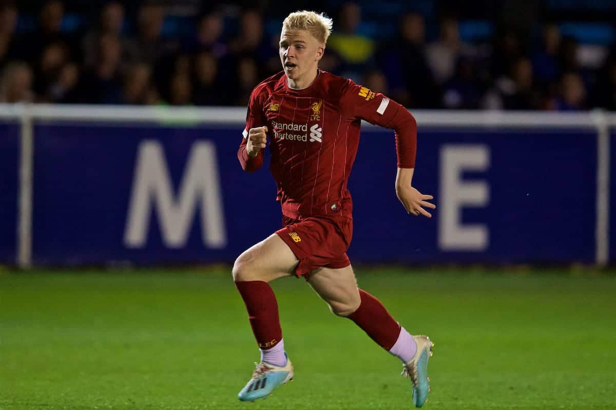 LEICESTER, ENGLAND - Friday, September 20, 2019: Liverpool's Luis Longstaff during the Under-23 FA Premier League 2 Division 1 match between Leicester City FC and Liverpool FC at Holmes Park. (Pic by David Rawcliffe/Propaganda)