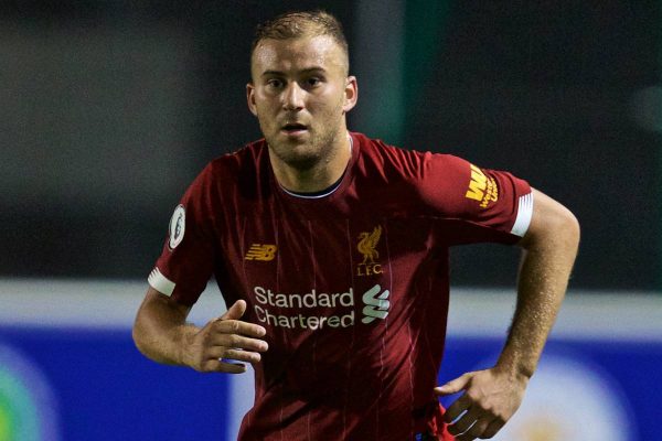 LEICESTER, ENGLAND - Friday, September 20, 2019: Liverpool's Herbie Kane during the Under-23 FA Premier League 2 Division 1 match between Leicester City FC and Liverpool FC at Holmes Park. (Pic by David Rawcliffe/Propaganda)