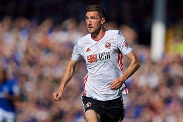 LIVERPOOL, ENGLAND - Saturday, September 21, 2019: Sheffield United's Chris Basham during the FA Premier League match between Everton FC and Sheffield United FC at Goodison Park. (Pic by David Rawcliffe/Propaganda)