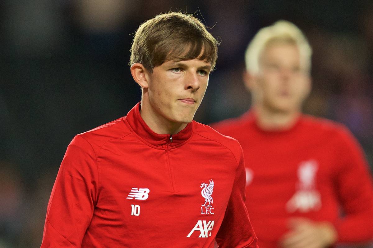 MILTON KEYNES, ENGLAND - Wednesday, September 25, 2019: Liverpool's Leighton Clarkson during the pre-match warm-up before the Football League Cup 3rd Round match between MK Dons FC and Liverpool FC at Stadium MK. (Pic by David Rawcliffe/Propaganda)