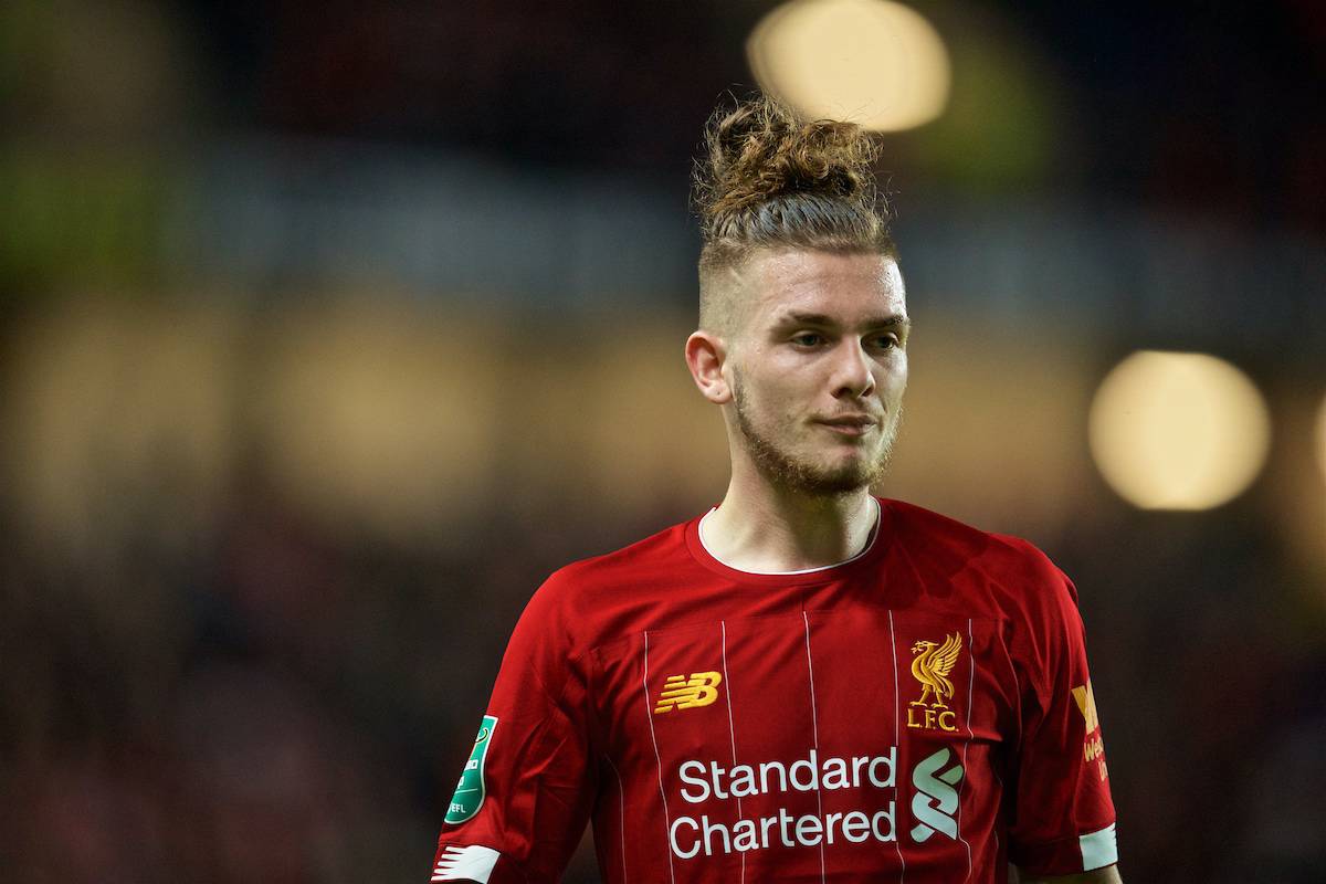 MILTON KEYNES, ENGLAND - Wednesday, September 25, 2019: Liverpool's Harvey Elliott during the Football League Cup 3rd Round match between MK Dons FC and Liverpool FC at Stadium MK. (Pic by David Rawcliffe/Propaganda)