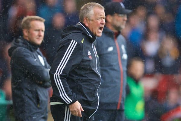 SHEFFIELD, ENGLAND - Thursday, September 26, 2019: Sheffield United's manager Chris Wilder during the FA Premier League match between Sheffield United FC and Liverpool FC at Bramall Lane. (Pic by David Rawcliffe/Propaganda)