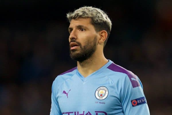 MANCHESTER, ENGLAND - Tuesday, October 1, 2019: Manchester City's Sergio Agüero during the UEFA Champions League Group C match between Manchester City FC and GNK Dinamo Zagreb at the City of Manchester Stadium. (Pic by David Rawcliffe/Propaganda)