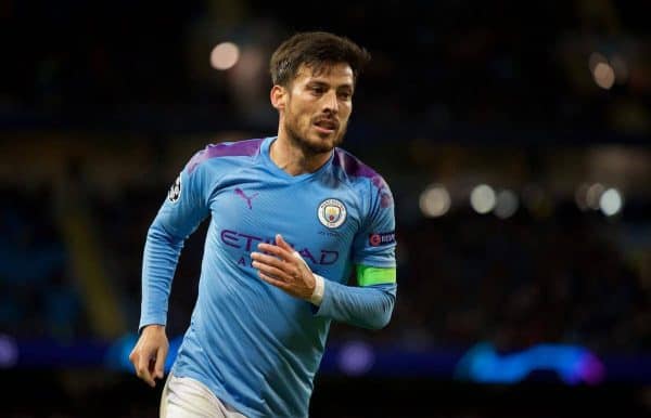 MANCHESTER, ENGLAND - Tuesday, October 1, 2019: Manchester City's David Silva during the UEFA Champions League Group C match between Manchester City FC and GNK Dinamo Zagreb at the City of Manchester Stadium. (Pic by David Rawcliffe/Propaganda)