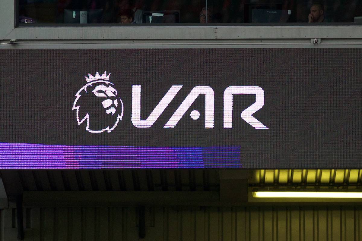 LIVERPOOL, ENGLAND - Saturday, October 5, 2019: The scoreboard shows a VAR review logo during the FA Premier League match between Liverpool FC and Leicester City FC at Anfield. (Pic by David Rawcliffe/Propaganda)