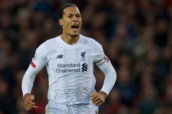 MANCHESTER, ENGLAND - Saturday, October 19, 2019: Liverpool's captain Virgil van Dijk during the FA Premier League match between Manchester United FC and Liverpool FC at Old Trafford. (Pic by David Rawcliffe/Propaganda)