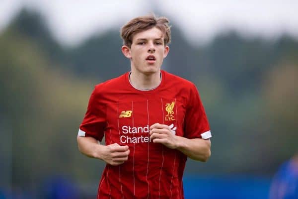 GENK, BELGIUM - Wednesday, October 23, 2019: Liverpool's Leighton Clarkson during the UEFA Youth League Group E match between KRC Genk Under-19's and Liverpool FC Under-19's at the KRC Genk Arena Stadium B. (Pic by David Rawcliffe/Propaganda)