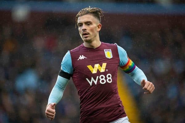 BIRMINGHAM, ENGLAND - Sunday, December 8, 2019: Aston Villa's captain Jack Grealish, wearing a rainbow coloured captain's armband, during the FA Premier League match between Aston Villa FC and Leicester City FC at Villa Park. (Pic by David Rawcliffe/Propaganda)