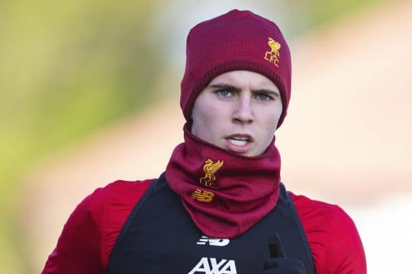 LIVERPOOL, ENGLAND - Monday, December 9, 2019: Liverpool's Ben Woodburn during a training session at Melwood Training Ground ahead of the UEFA Champions League Group E match between FC Salzburg and Liverpool FC. (Pic by David Rawcliffe/Propaganda)